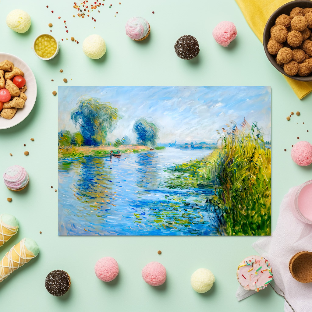 raxxa Premium-Tischset: Impressionist Spring Riverbank with boats – Image 3