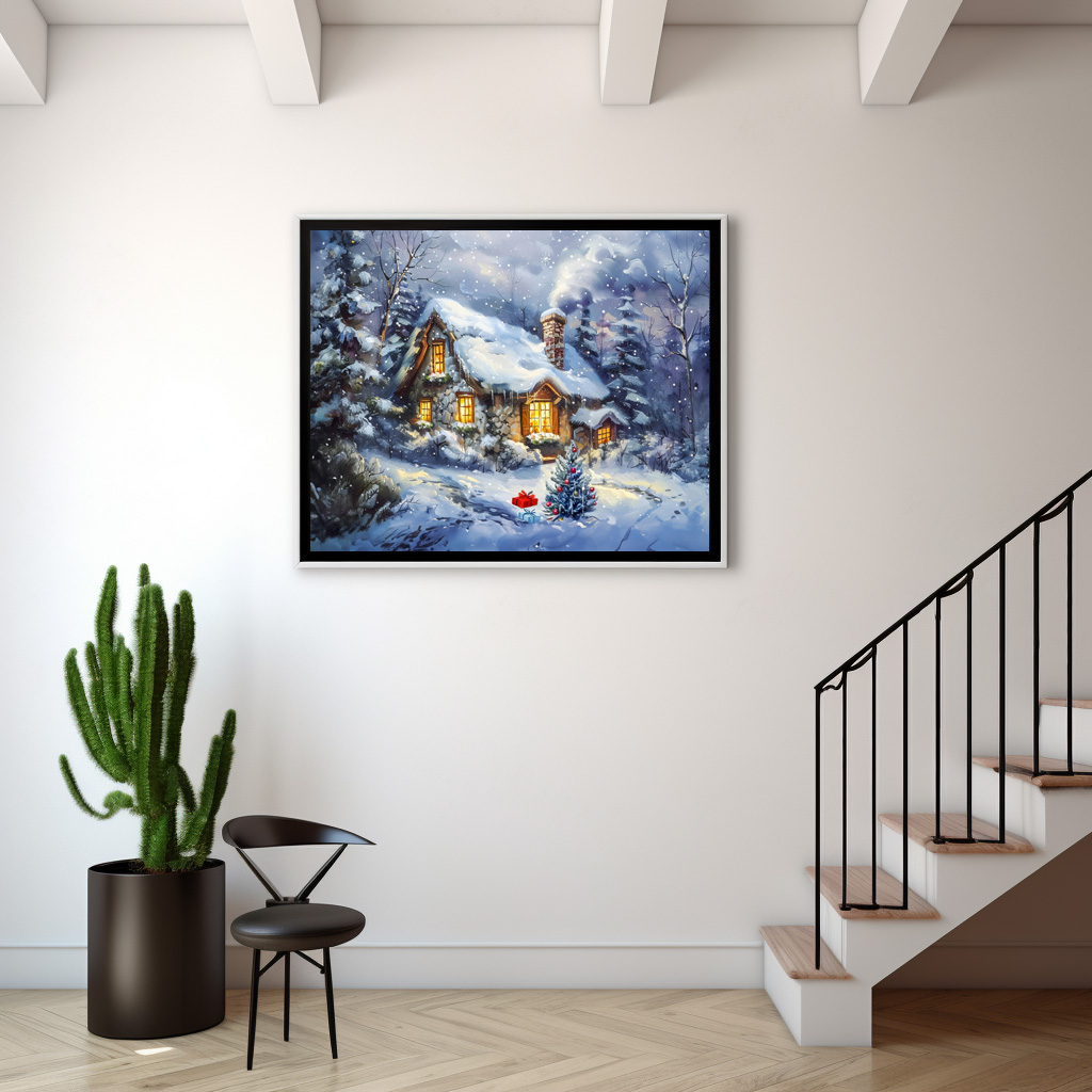 Poster: Cozy Winter Cottage with Christmas Tree - Image 2