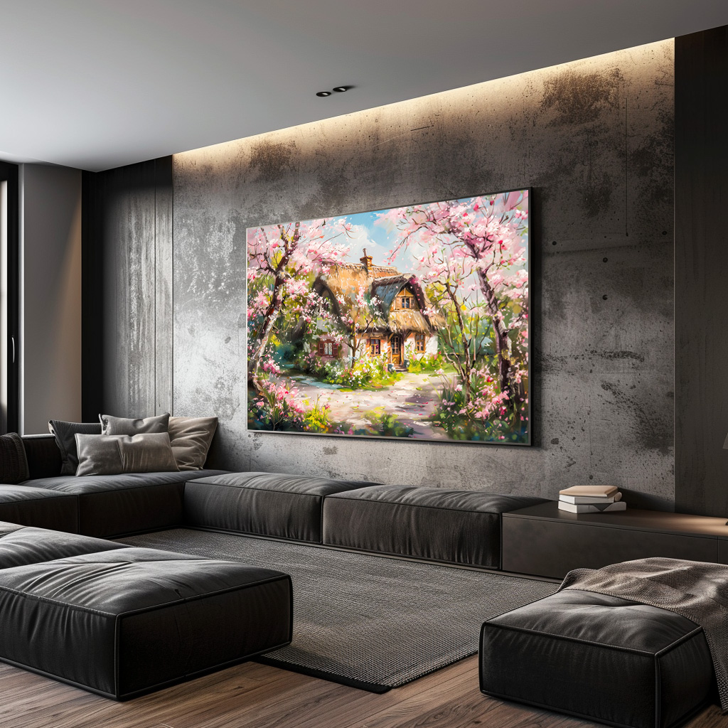 Poster: Spring Cottage with Blossoming Fruit Trees – Image 3