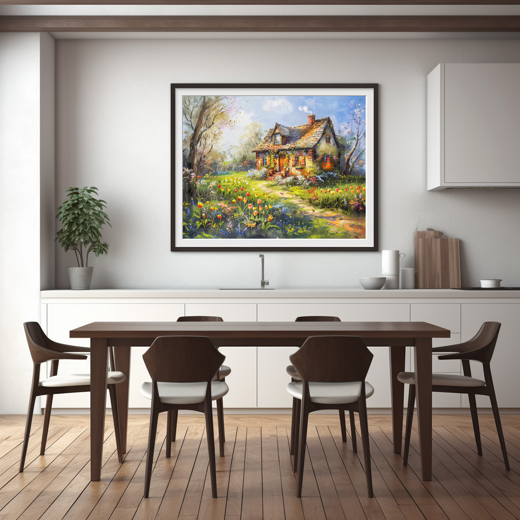 Poster: Summer Cottage with Wildflower Meadow