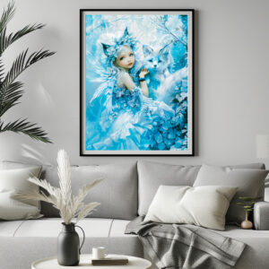 Poster: Arctic Fairy and Polar Fox by Lake