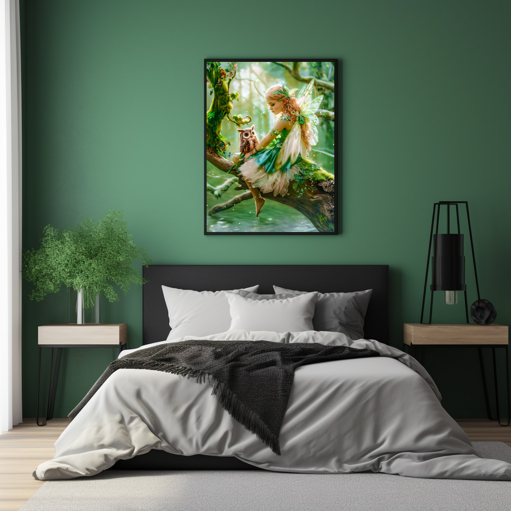 Poster: Enchanting Fairy with Owl in Forest