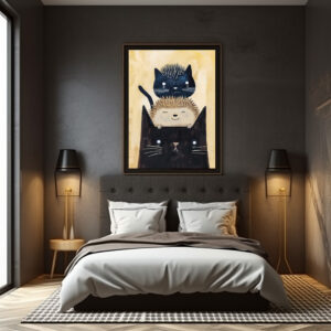 Poster: Black Cats and Hedgehog