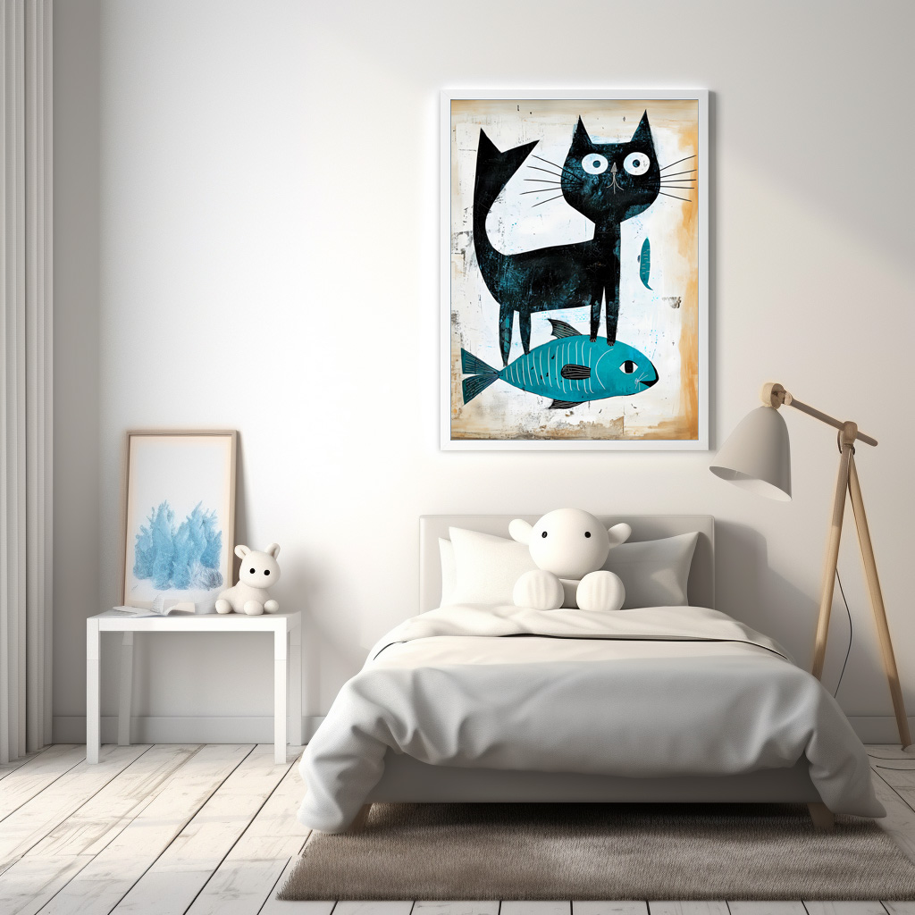 Poster: Black Cat with Blue Fish – Image 3