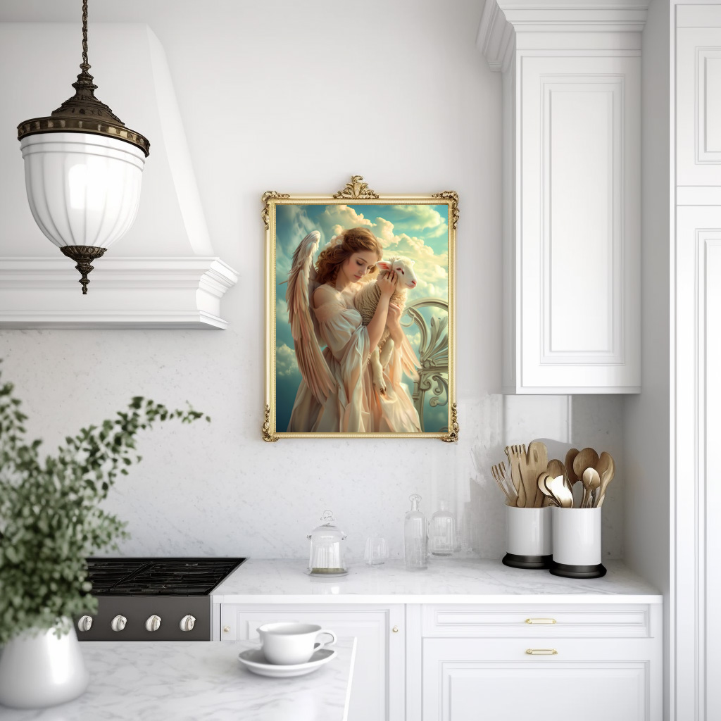 Poster: Heavenly Serenity Female Angel with Lamb – Image 2