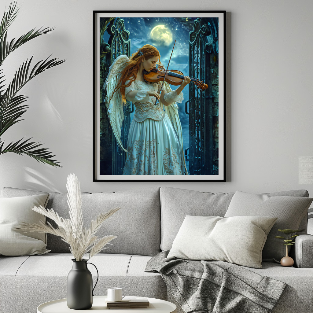 Poster: Heavenly Serenity Female Angel with a Violin