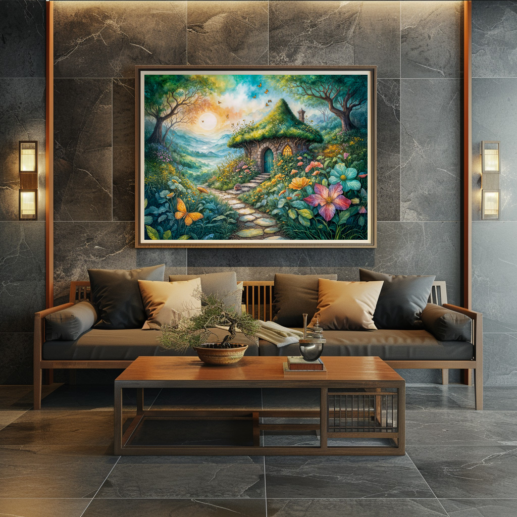 Poster: Charming Cottage by Serene Path - Image 2