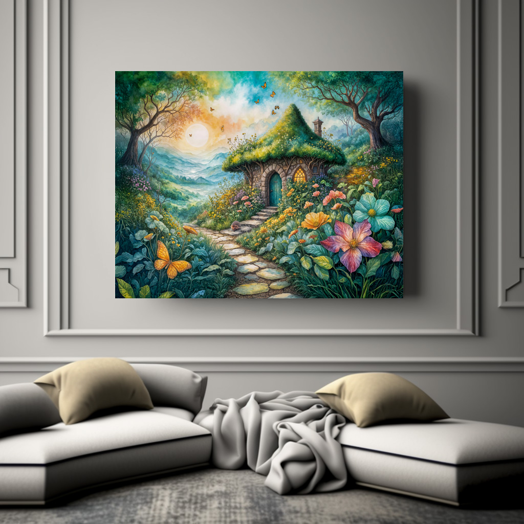 Poster: Charming Cottage by Serene Path - Image 3