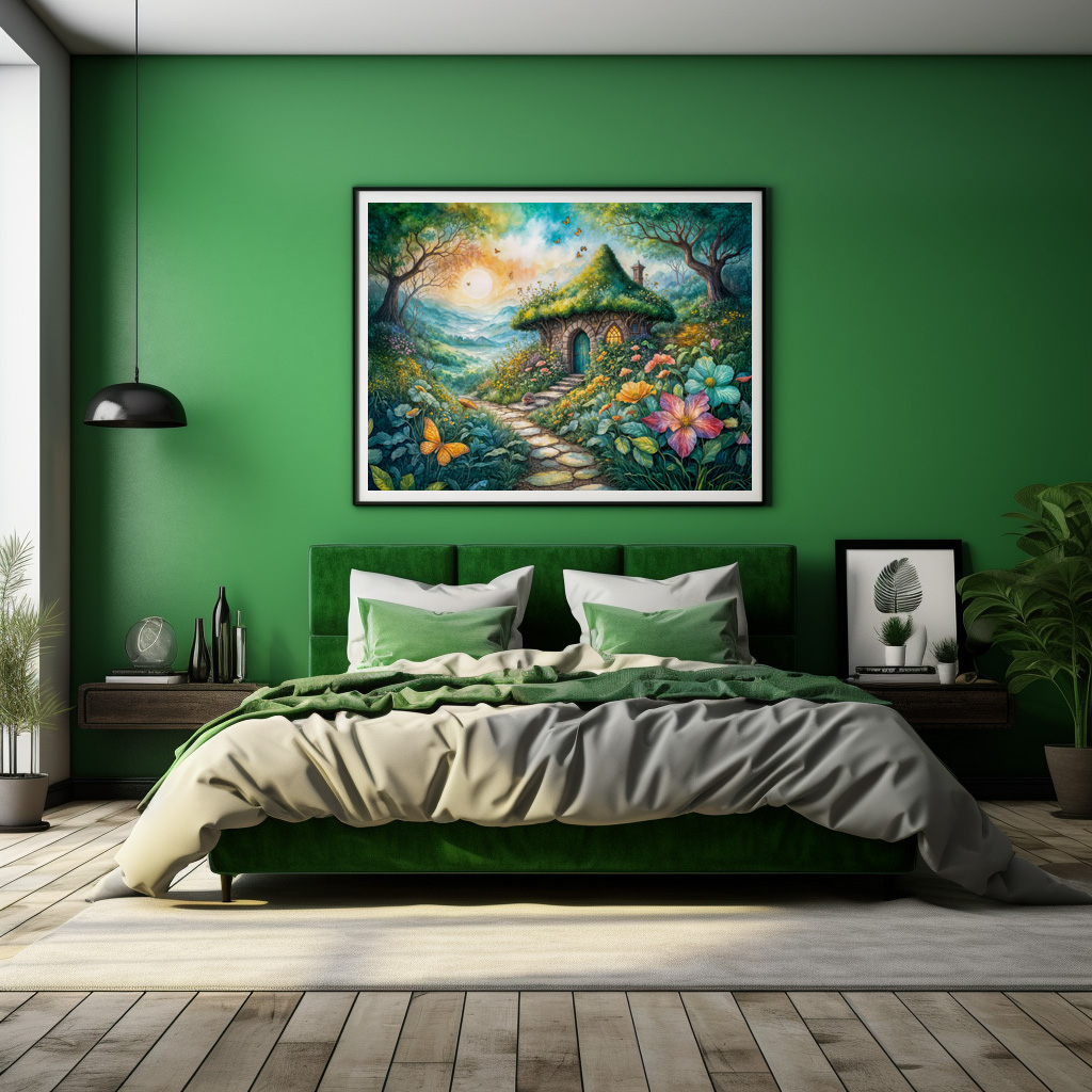 Poster: Charming Cottage by Serene Path