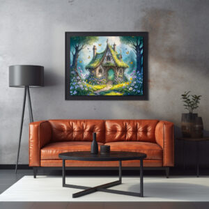 Poster: Charming Cottage with Crocus Blooms