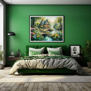 Poster: Charming Cottage by Serene Stream