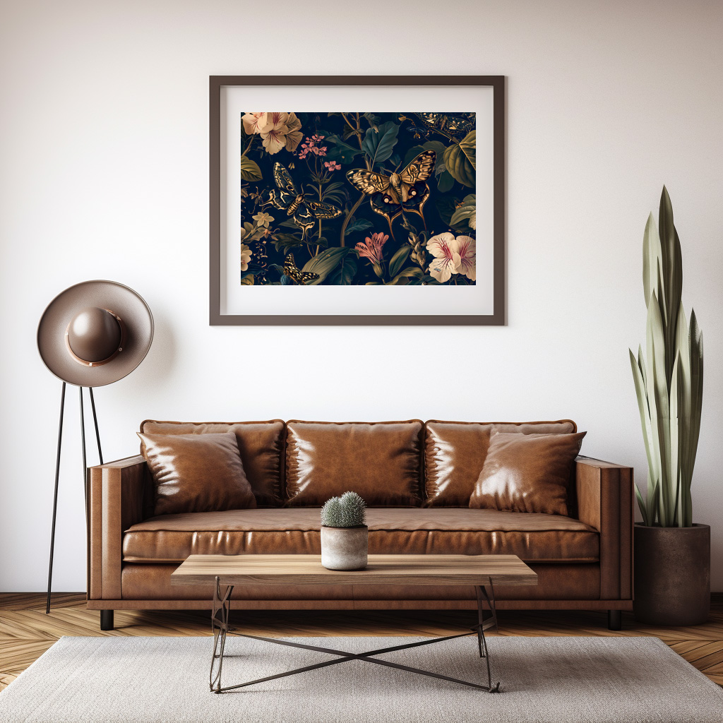 Poster: Wiener Nachtpfauenauge Among Geraniums Garden Illustration - Imagen 2