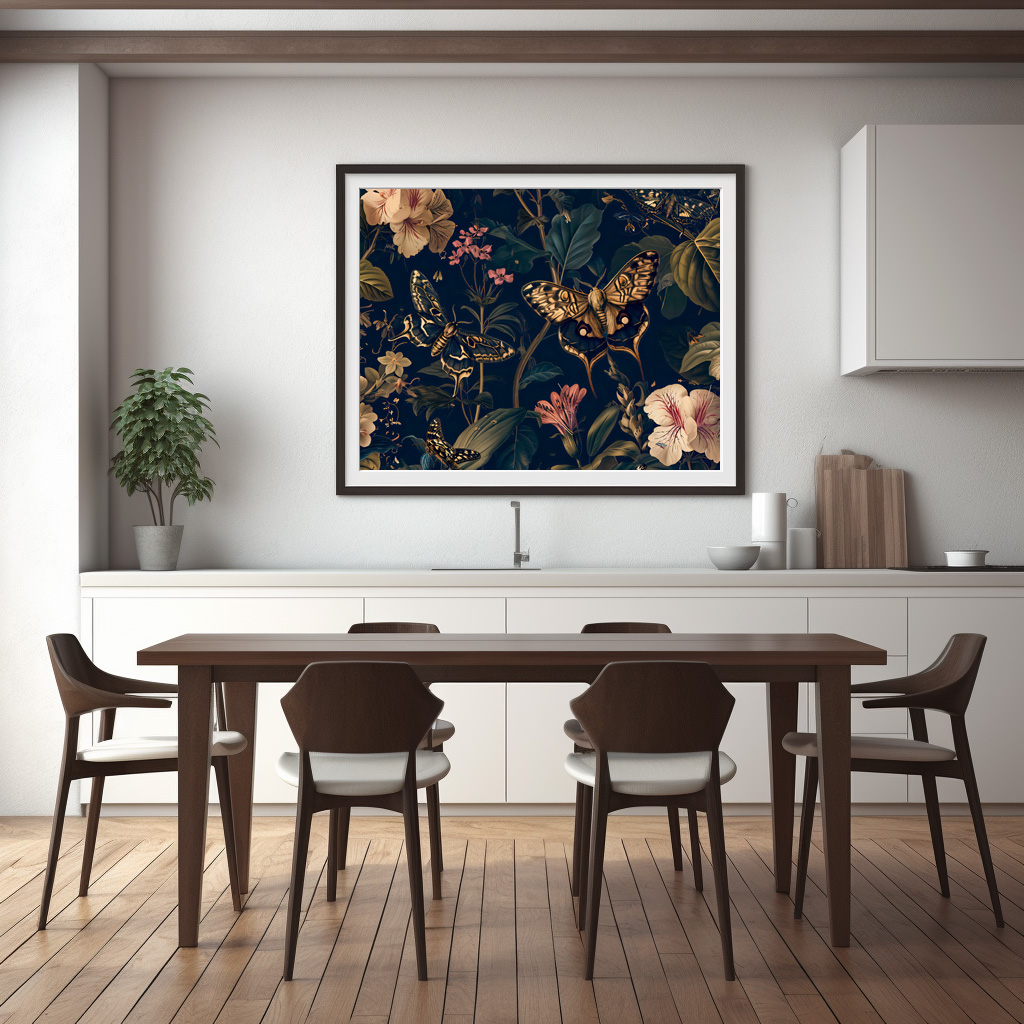 Poster: Wiener Nachtpfauenauge Among Geraniums Garden Illustration - Imagen 3