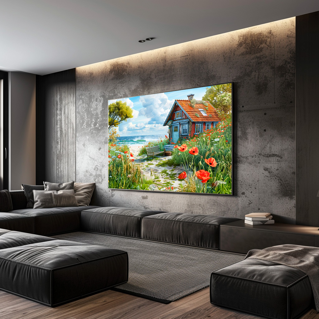 Poster: Beach Cottage with Dunes and Poppies – Image 3