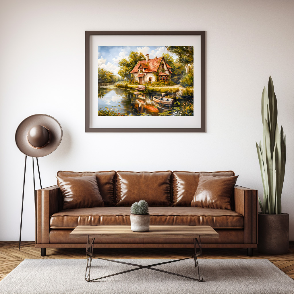 Poster: Lakeside Cottage with Rowboat - Image 3