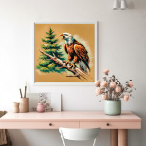 Poster: Eagle Calling into the Forest Pastel Chalk Drawing