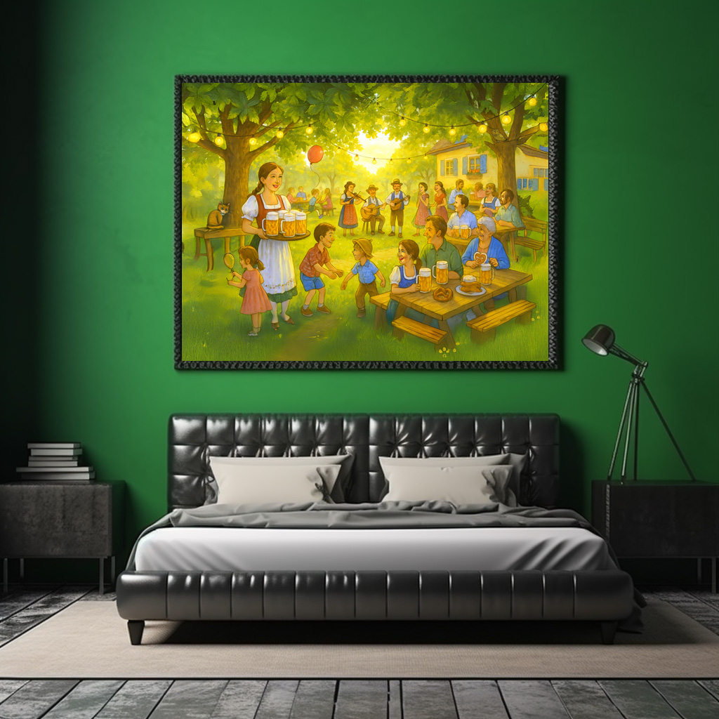 Poster: Sunny Bavarian Beer Garden in Summer