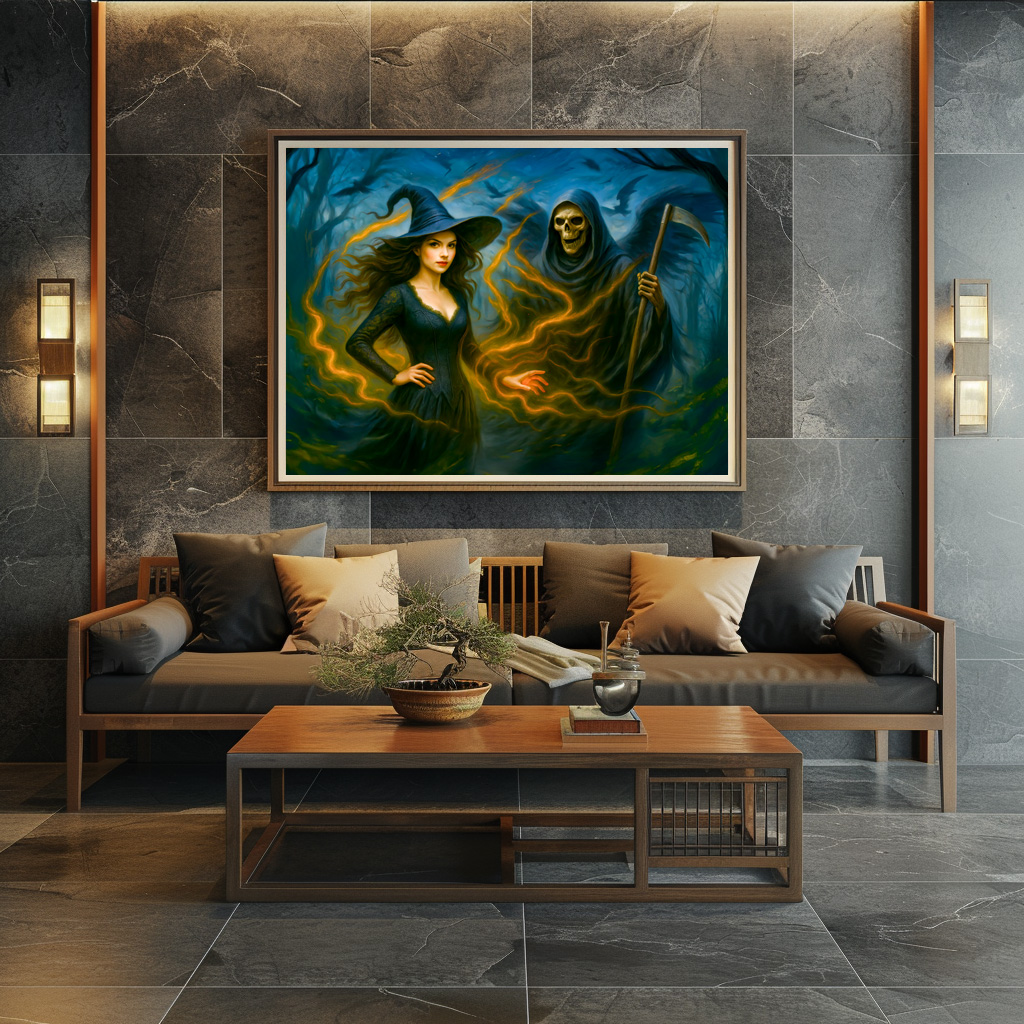 Poster: Witch in dark forest with the grim reaper - immagine 2