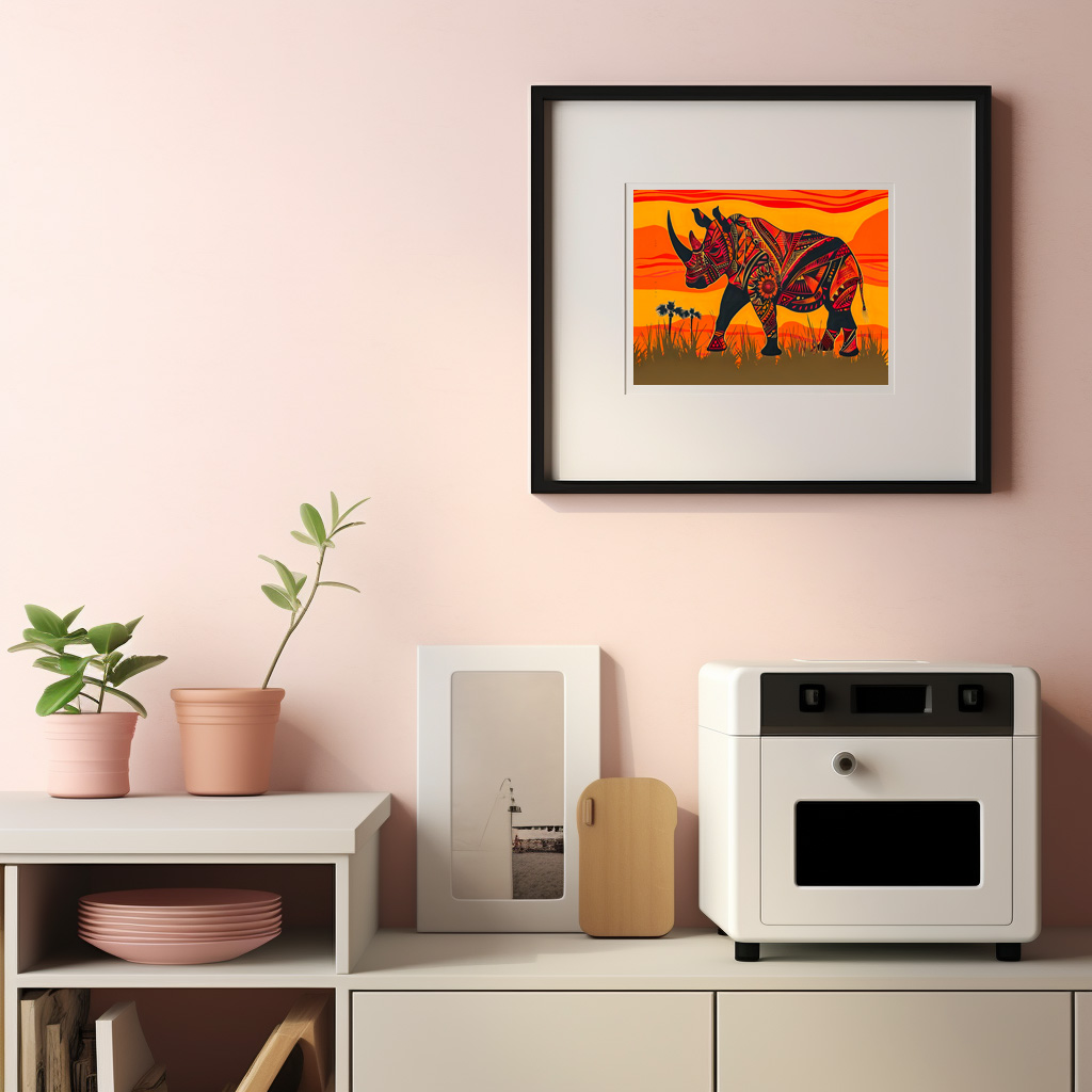 Poster: African rhino with tribal pattern design - immagine 2