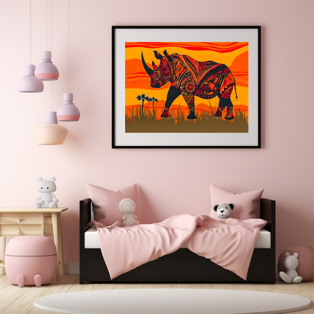 Poster: African rhino with tribal pattern design - immagine 3