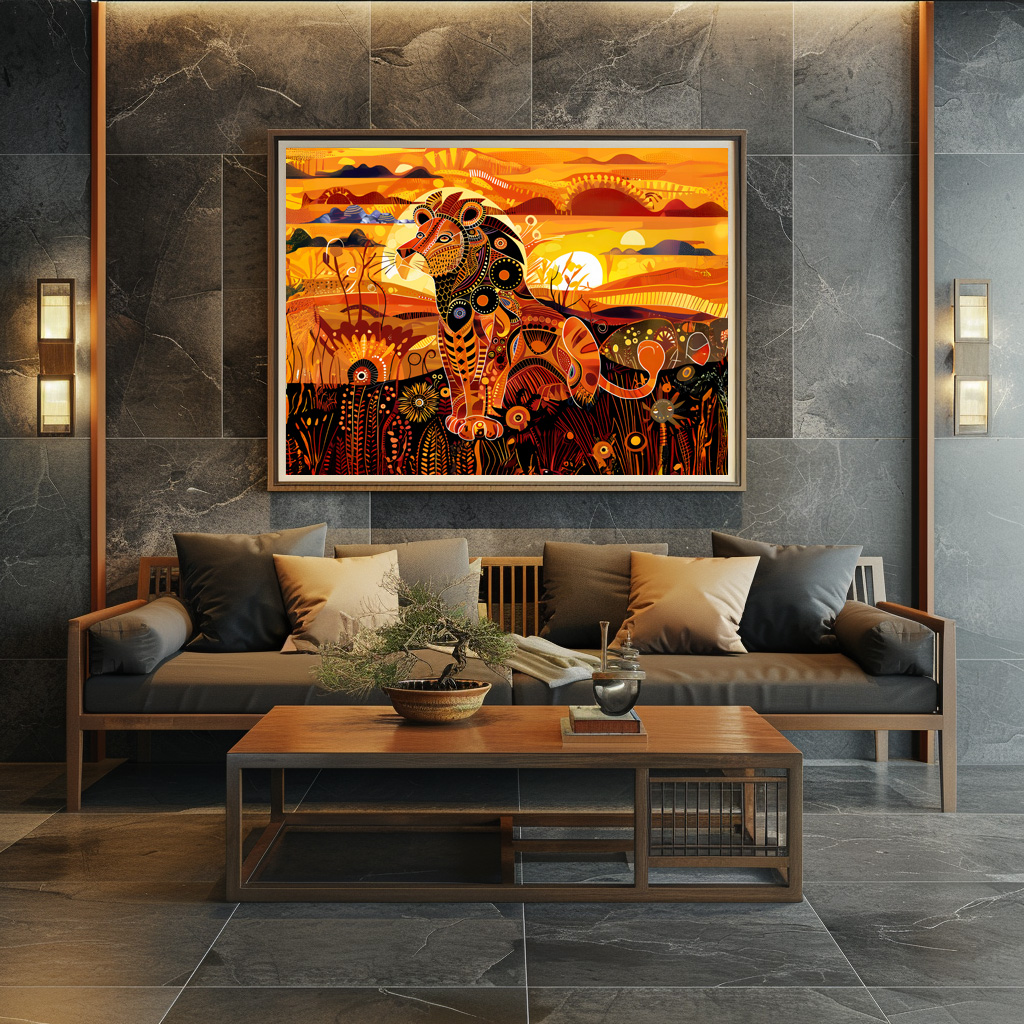 Poster: African lion in colorful tribal painting – Image 2
