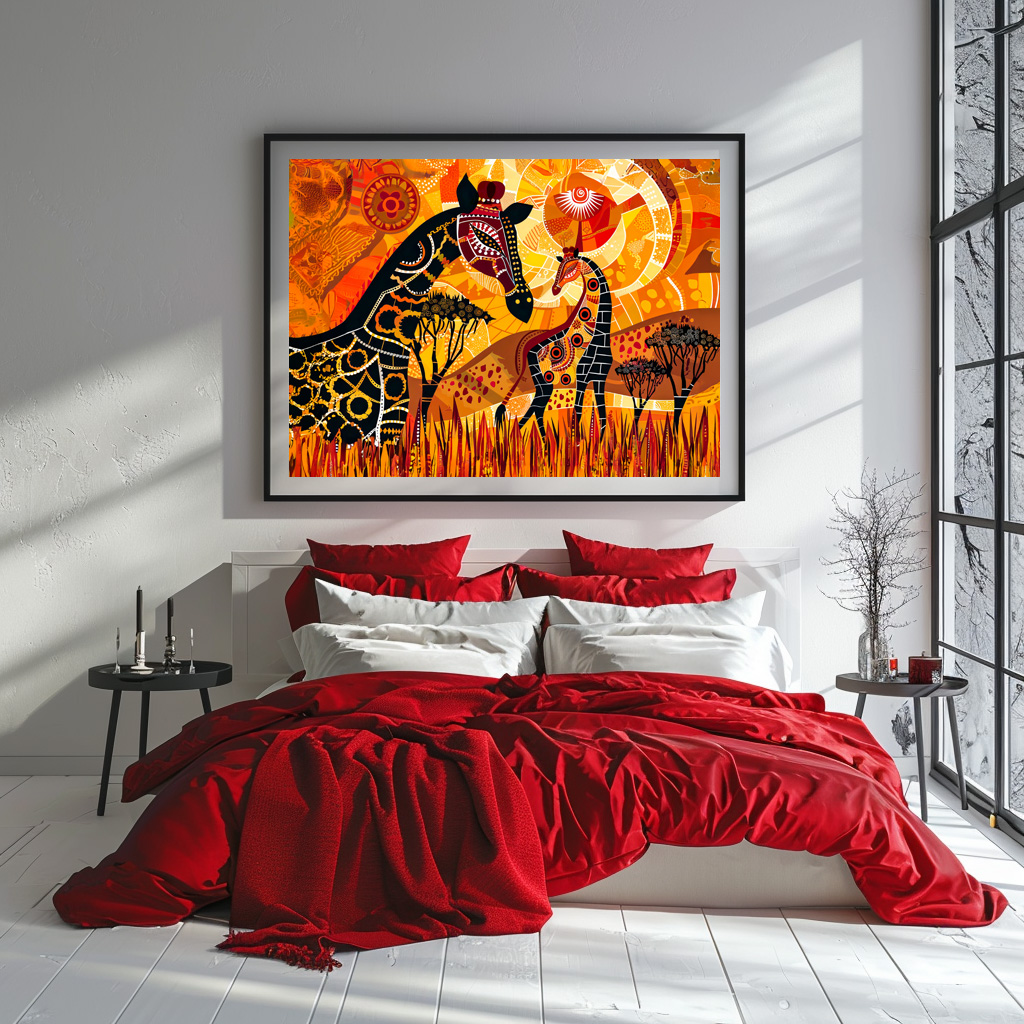 Poster: African giraffes and sun in tribal style – Image 3