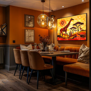 Poster: African giraffe with geometric tribal design