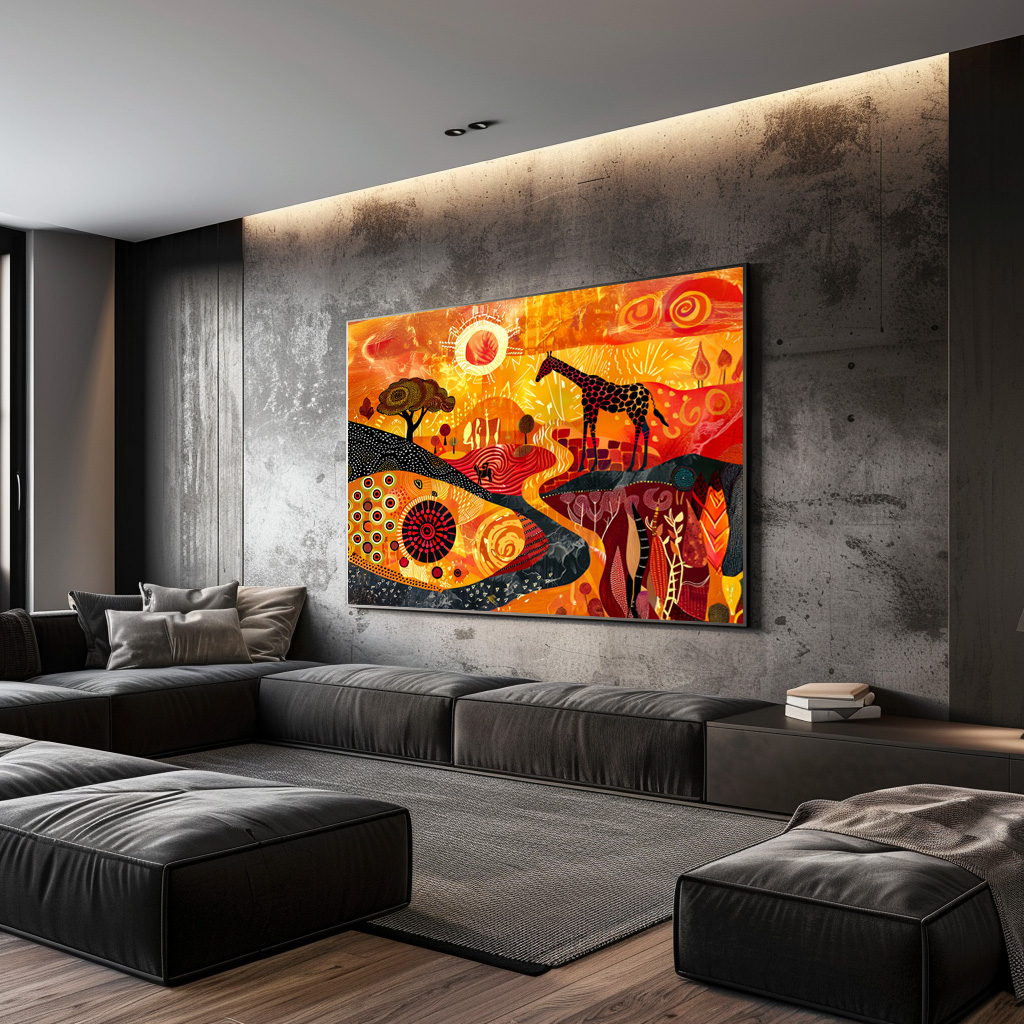 Poster: African giraffes in tribal painting style - immagine 2