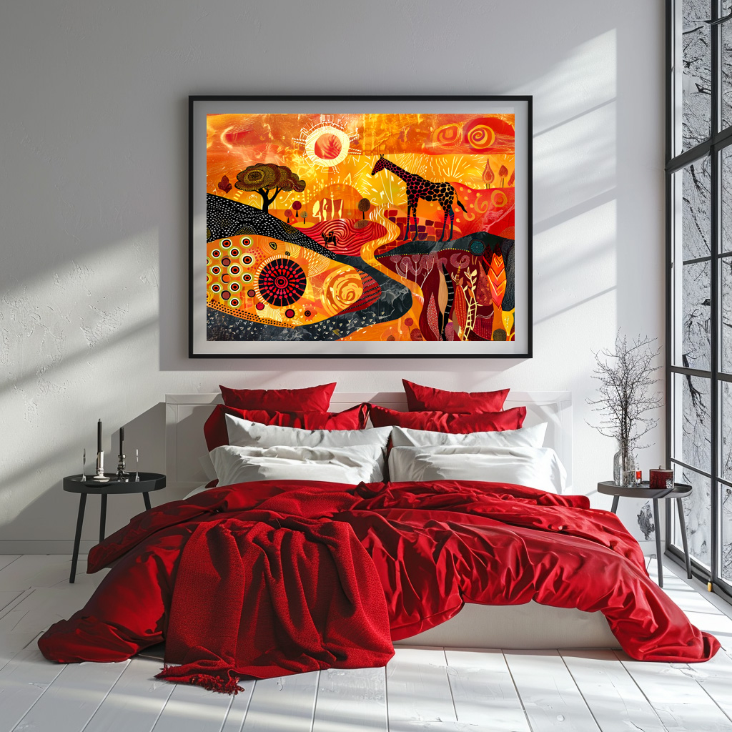 Poster: African giraffes in tribal painting style - immagine 3