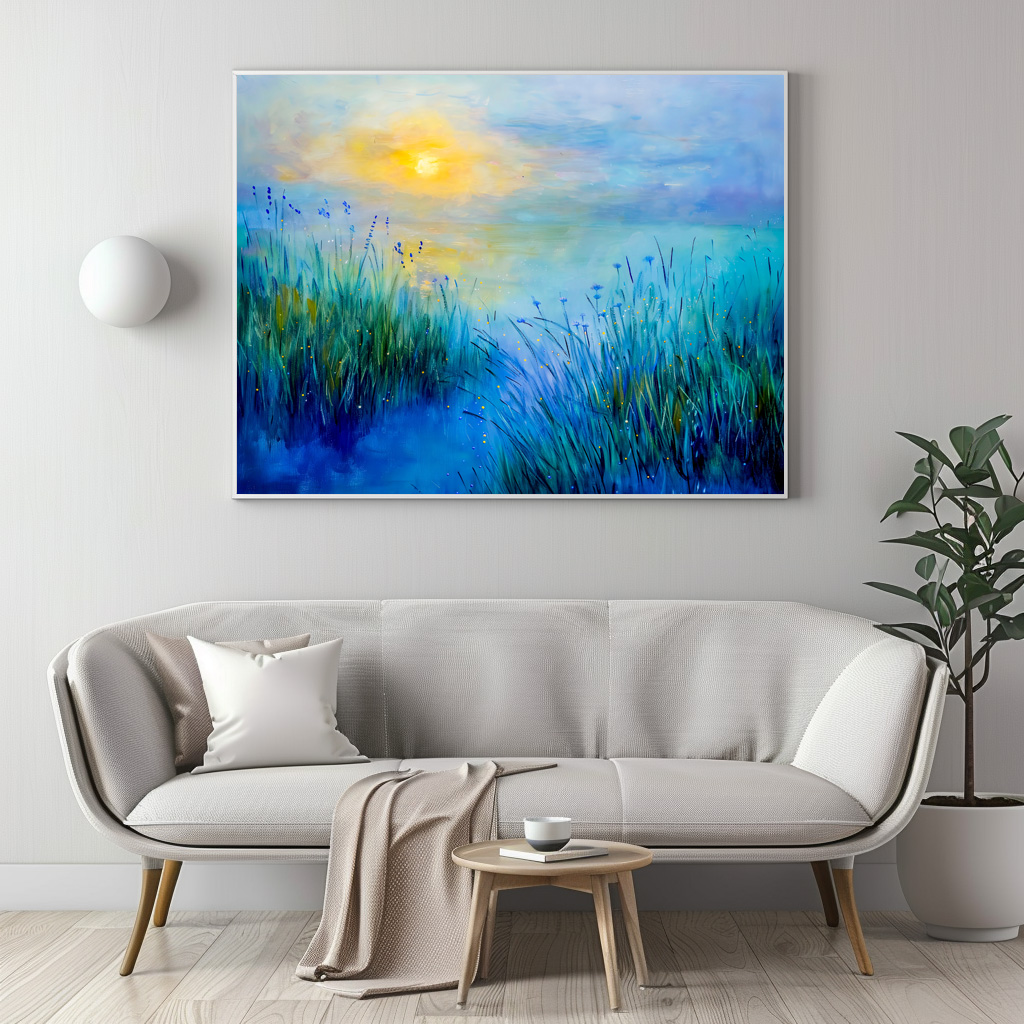 Poster: Blue Grasslands at Sunrise at morning – Image 2