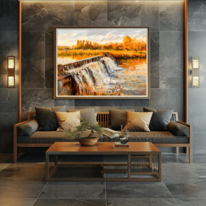 Poster: Autumn Canal Lock Waterfall