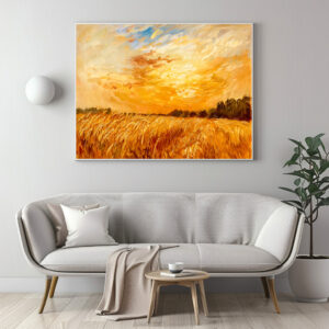 Poster: Wheat Field at Sunset Glow impressionisitic