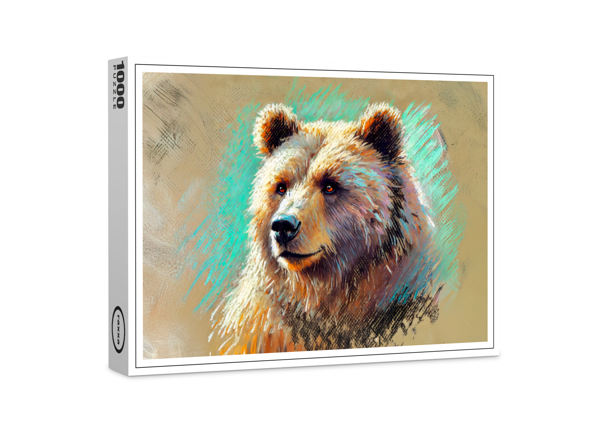 raxxa Premium-Puzzle: Brown Bear Portrait Pastel Chalk Artwork