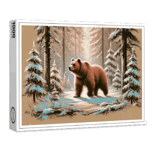 raxxa Premium-Puzzle: Brown Bear in Snowy Forest Pastel Chalk Art