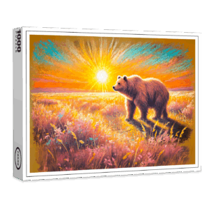 raxxa Premium-Puzzle: Brown Bear in Snowy Forest Pastel Chalk Art