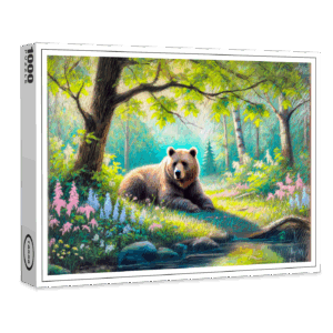 raxxa Premium-Puzzle: Bear in Forest Glade Pastel Chalk Drawing