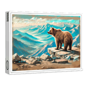 raxxa Premium-Puzzle: Brown Bear on Mountain Pastel Chalk Scene