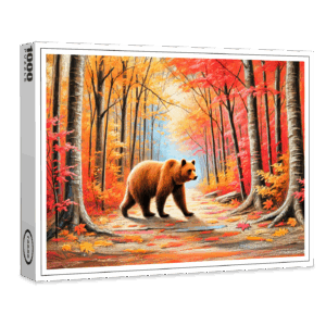 raxxa Premium-Puzzle: Brown Bear in Autumn Forest Pastel Chalk Art