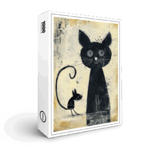 raxxa Premium-Puzzle: Black Cat and Black Mouse