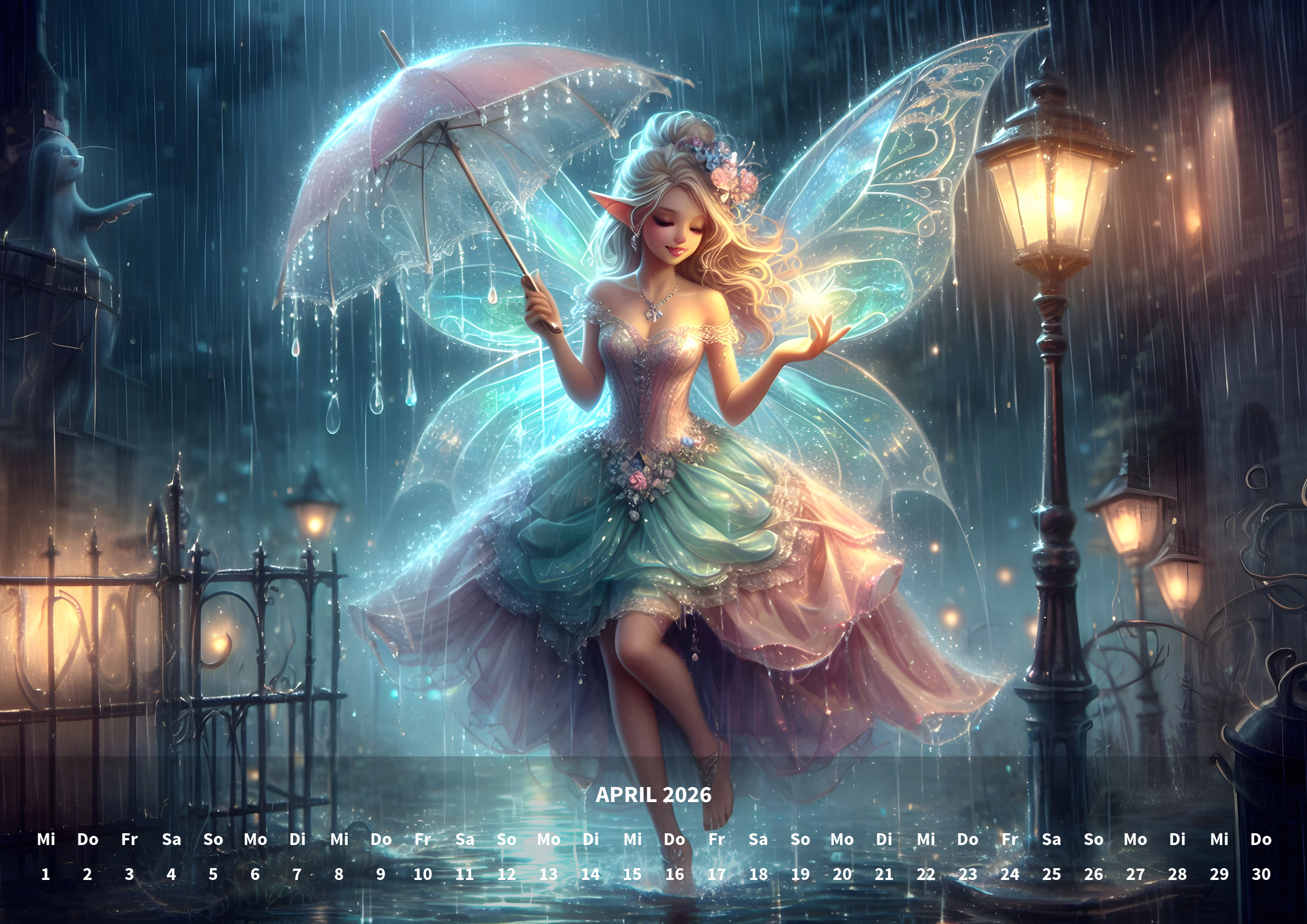 raxxa Premium-Monatskalender Fabelwesen Feen 2026 – Bild 6