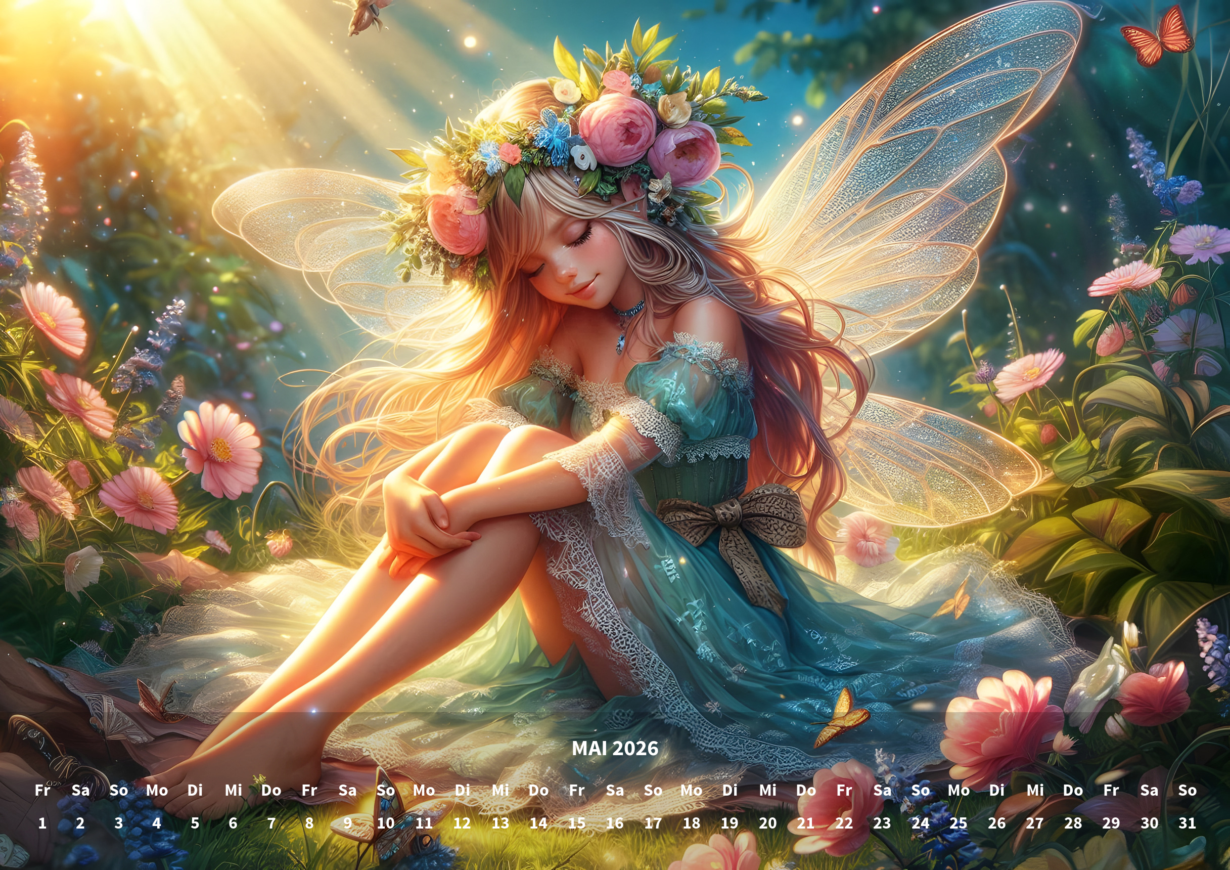 raxxa Premium-Monatskalender Fabelwesen Feen 2026 – Bild 7