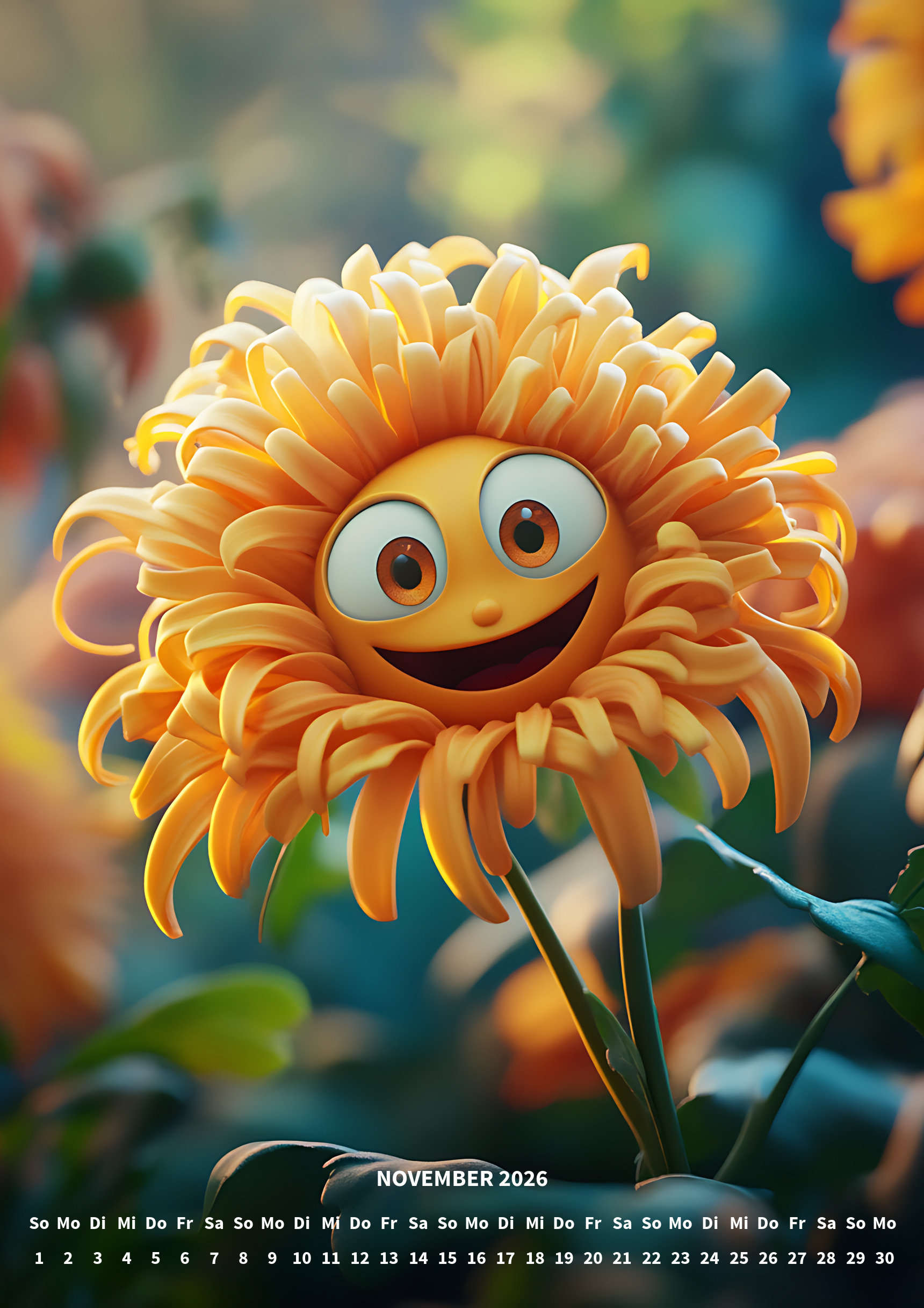 raxxa Premium-Monatskalender Funny Flowers 2026 - Imagen 13