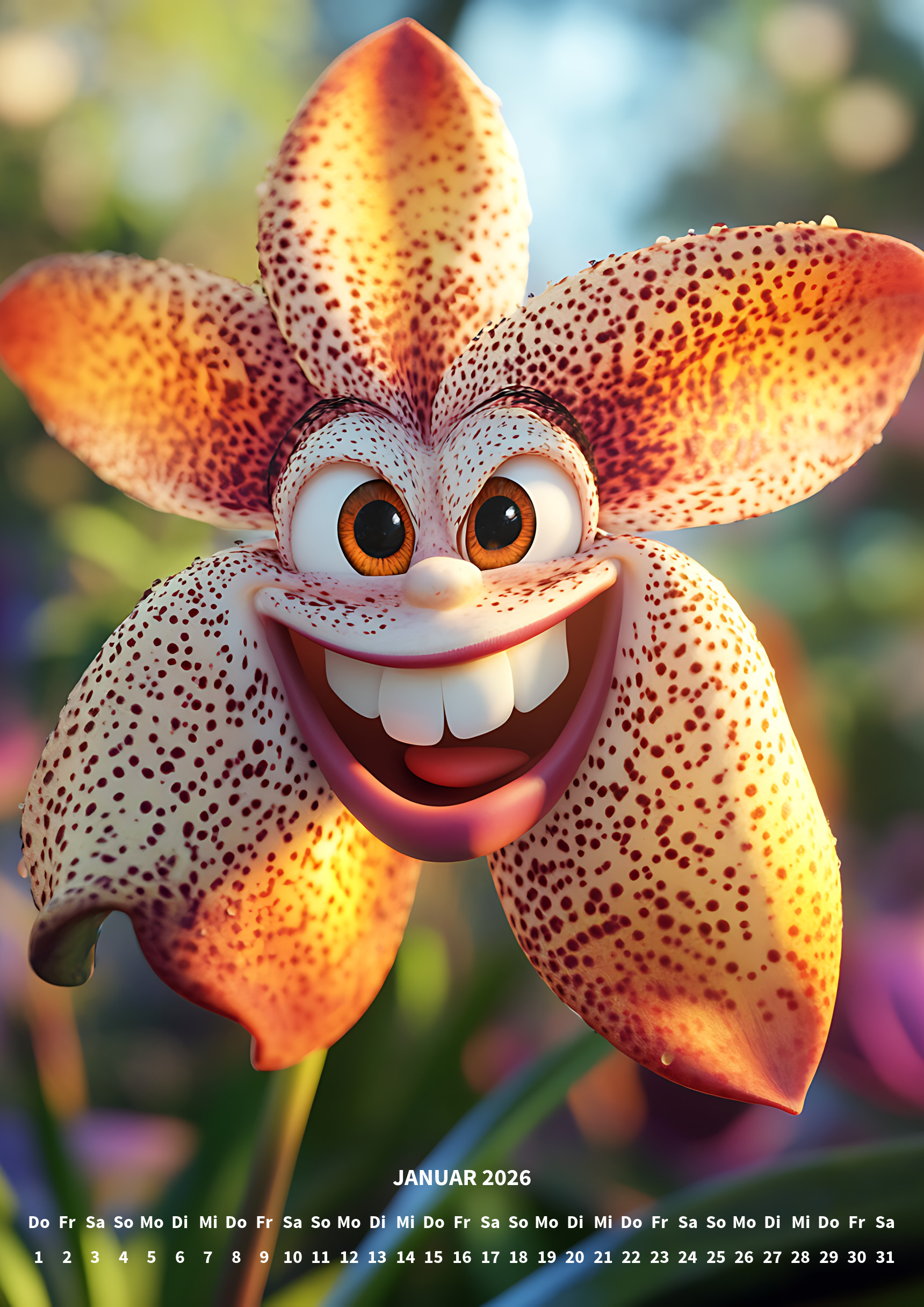 raxxa Premium-Monatskalender Funny Flowers 2026 - Imagen 3