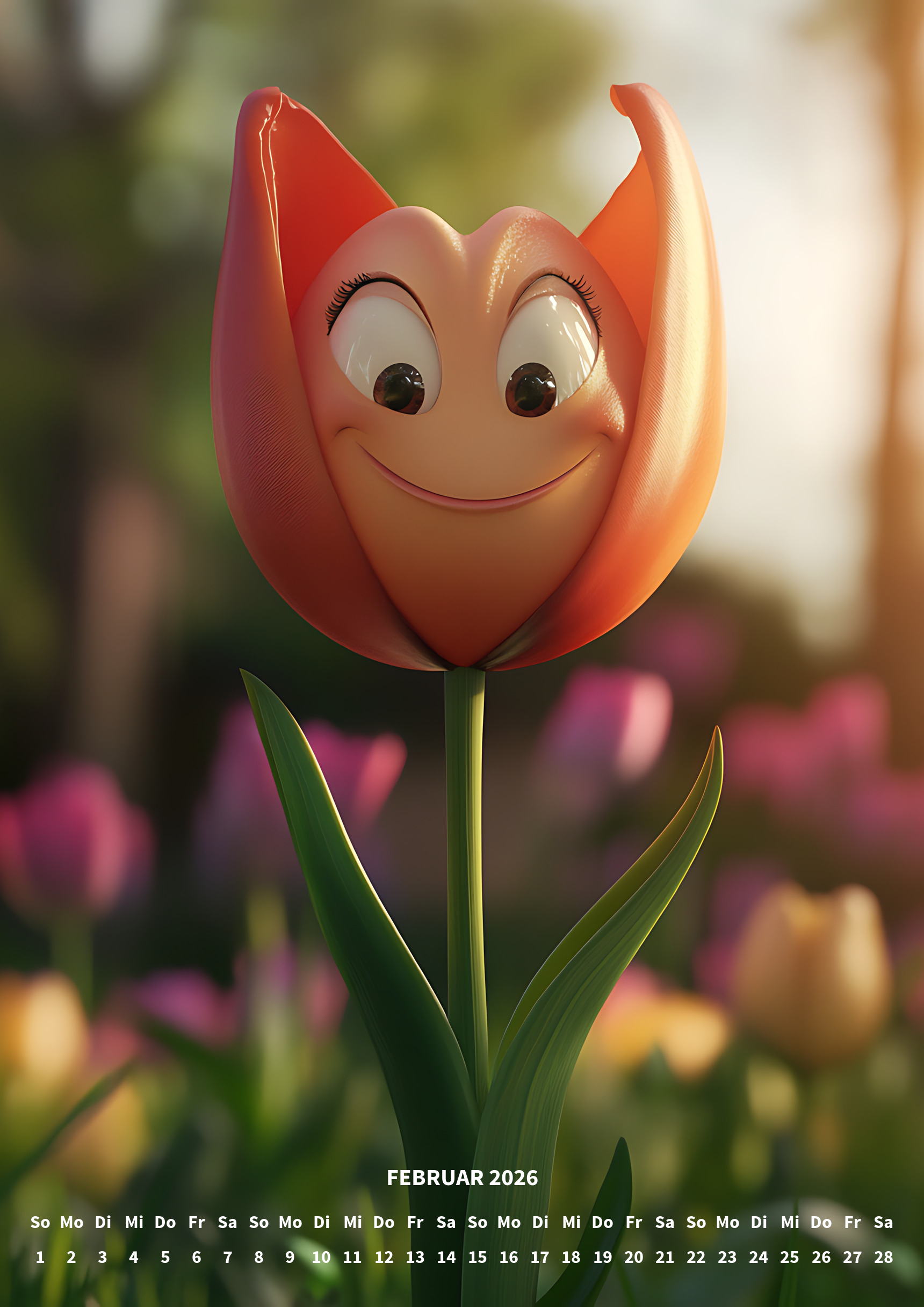 raxxa Premium-Monatskalender Funny Flowers 2026 - Imagen 4