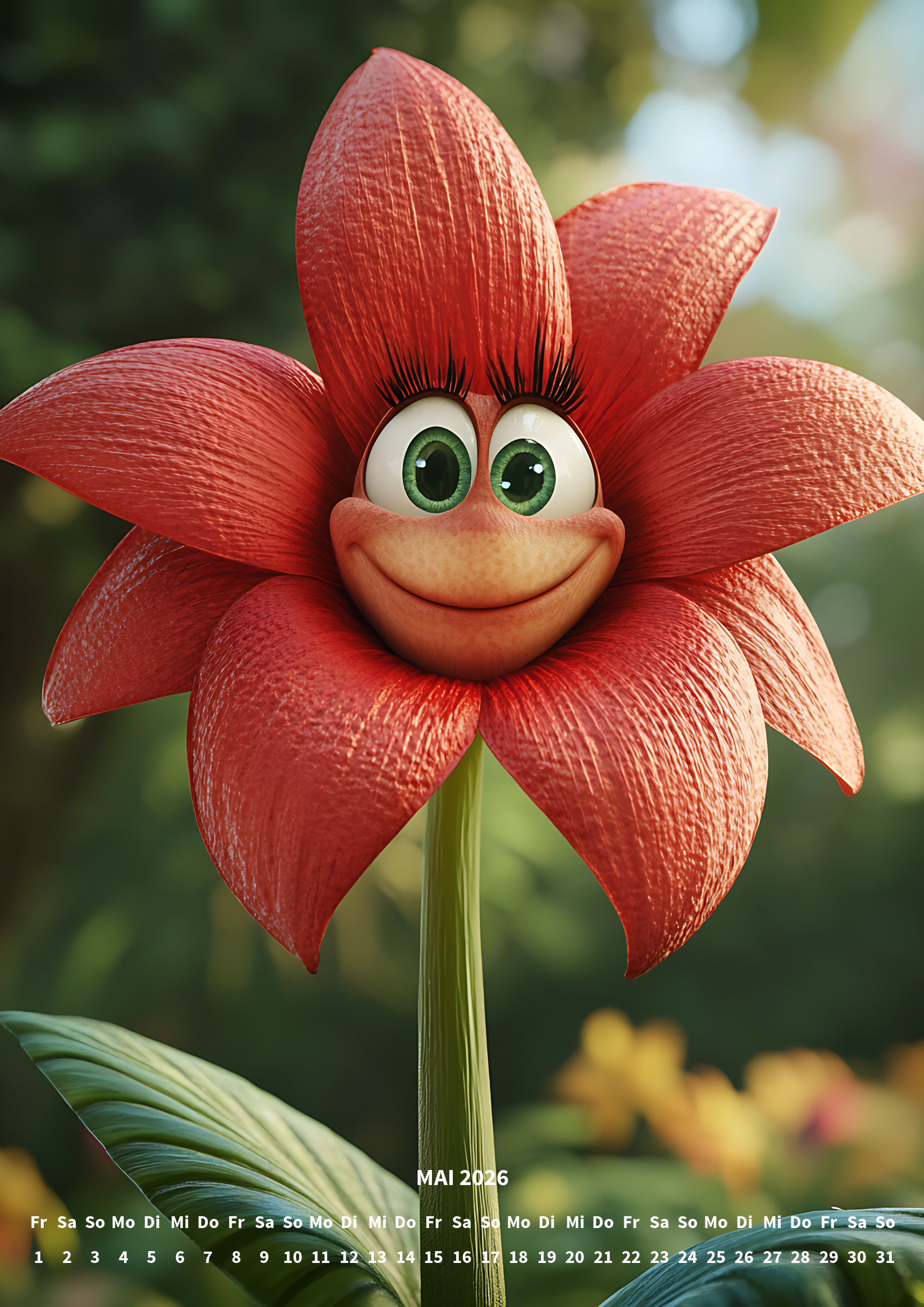 raxxa Premium-Monatskalender Funny Flowers 2026 - Imagen 7