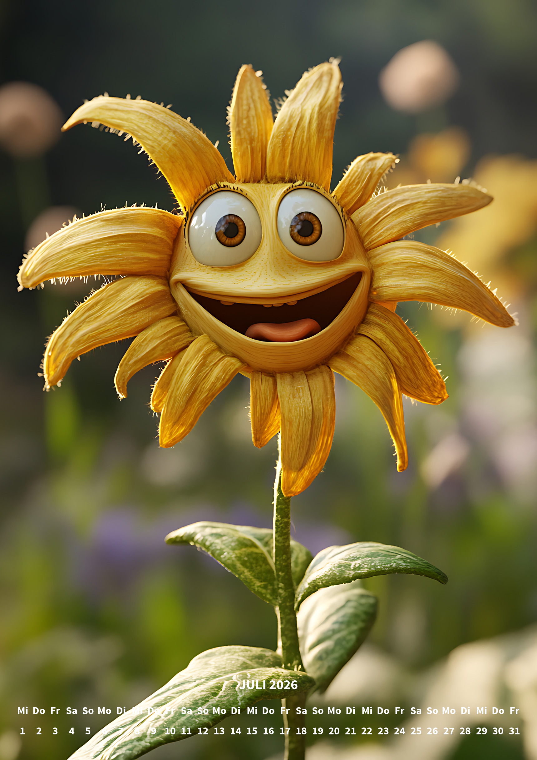 raxxa Premium-Monatskalender Funny Flowers 2026 - Imagen 9