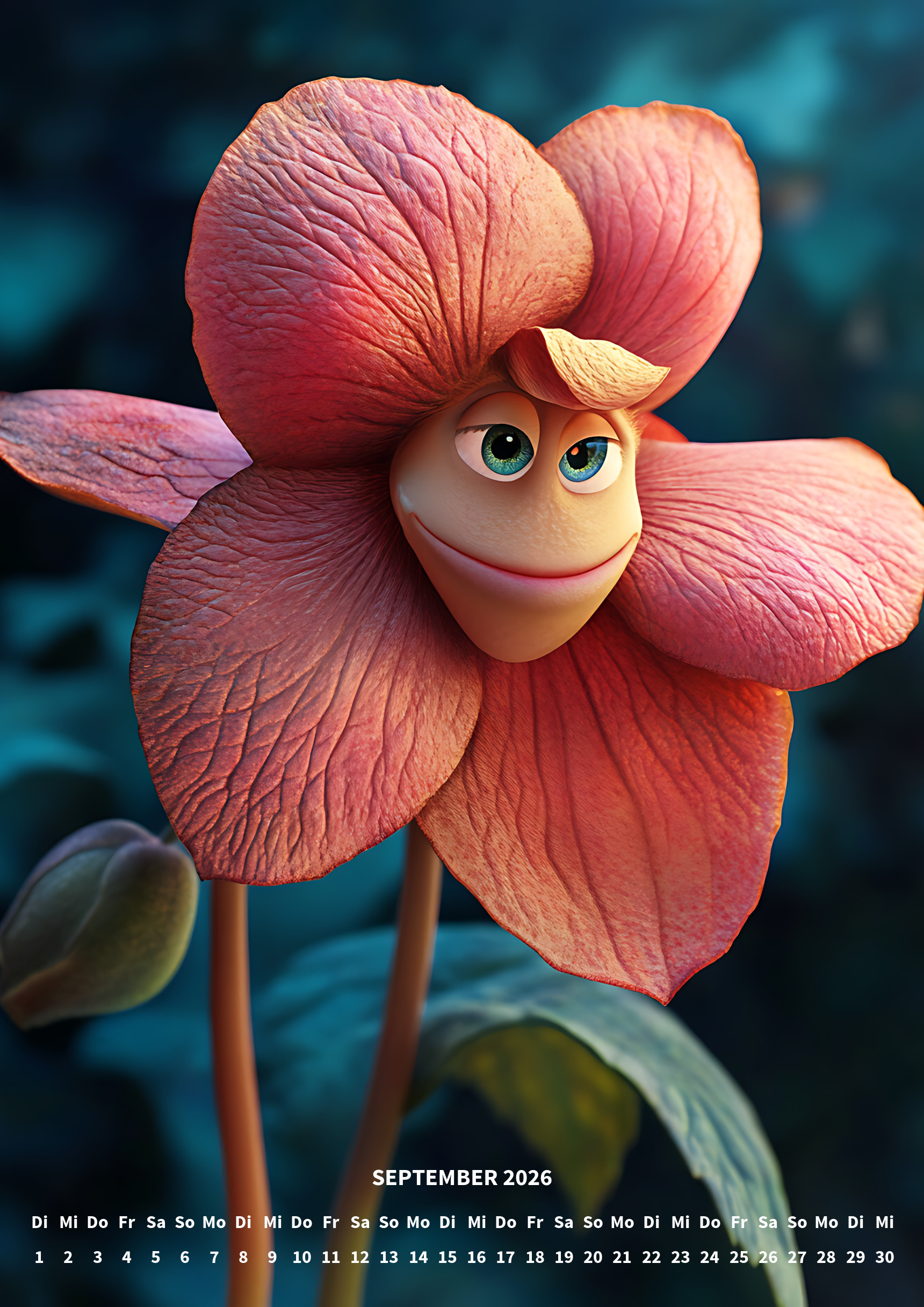 raxxa Premium-Monatskalender Funny Flowers 2026 - Imagen 11