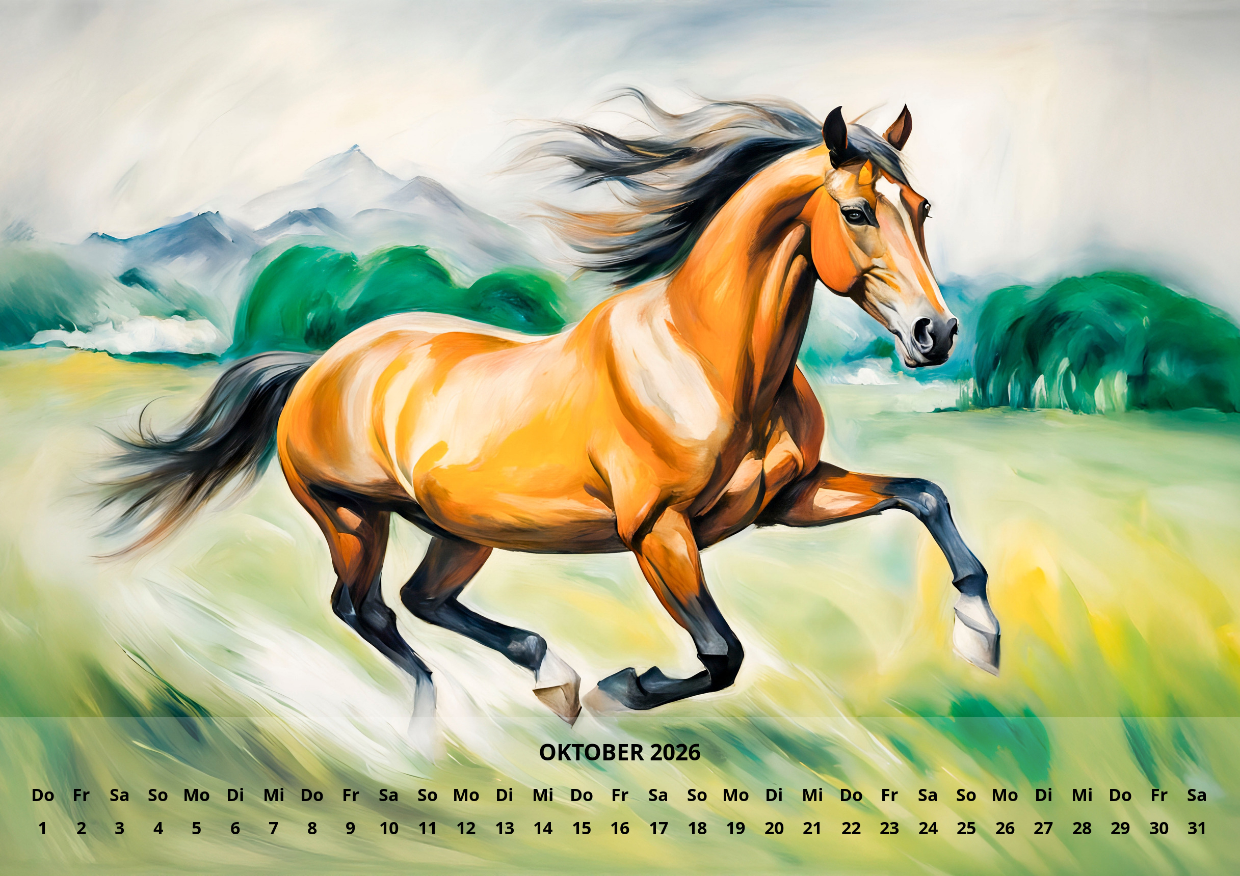 raxxa Premium-Monatskalender Pferde 2026 - Imagen 12