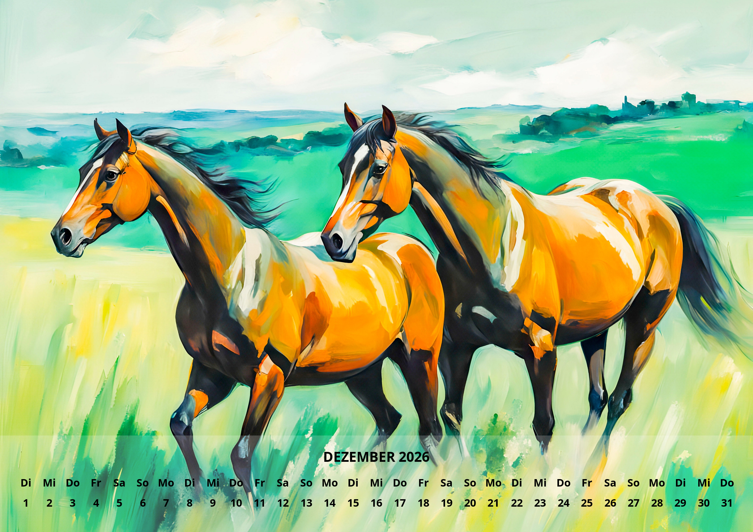 raxxa Premium-Monatskalender Pferde 2026 - Imagen 14
