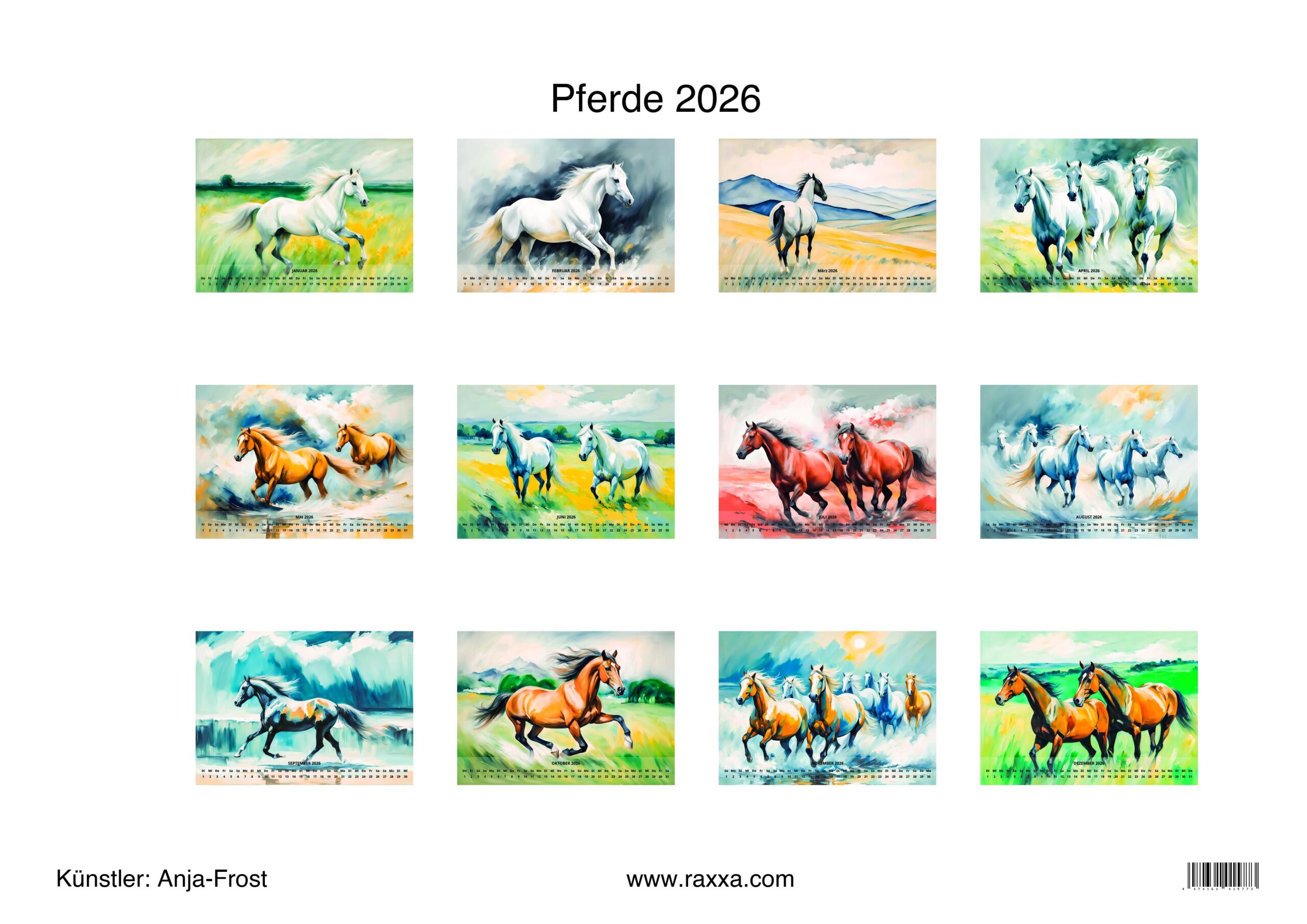 raxxa Premium-Monatskalender Pferde 2026 - Imagen 2